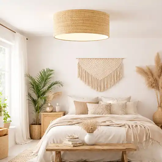 Rattanowy plafon sufitowy w stylu boho DUBAJ BOHO fi - 40 cm Tani