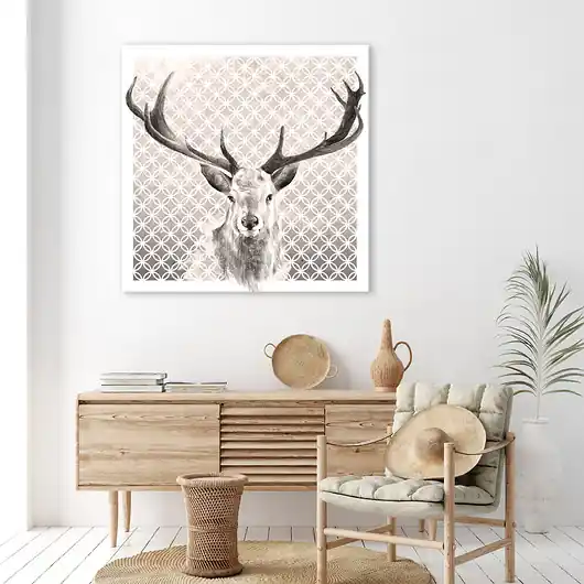 Niska cena Nowoczesny obraz z jeleniem 80x80cm