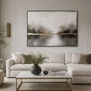 ZŁOTA LINIA CISZY Ręcznie malowany obraz ze złotem 100x70 cm Zamów teraz