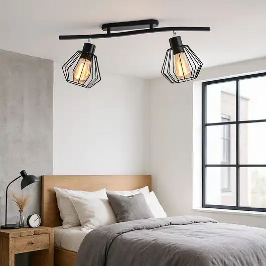 Oferta czasowa Czarna 2-płomienna lampa sufitowa do salonu z regulacją VOSS LOFT