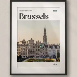 Minimalistyczny plakat Bruksela Belgia - Do salonu, sypialni, biura Promocja