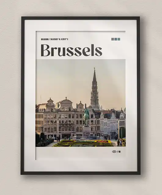 Minimalistyczny plakat Bruksela Belgia - Do salonu, sypialni, biura Promocja