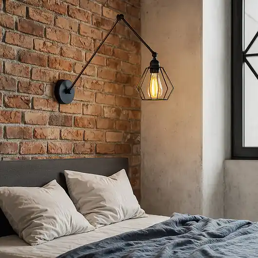 Kup online Czarny kinkiet na długim wysięgniku w stylu loftowym BALUMI LOFT
