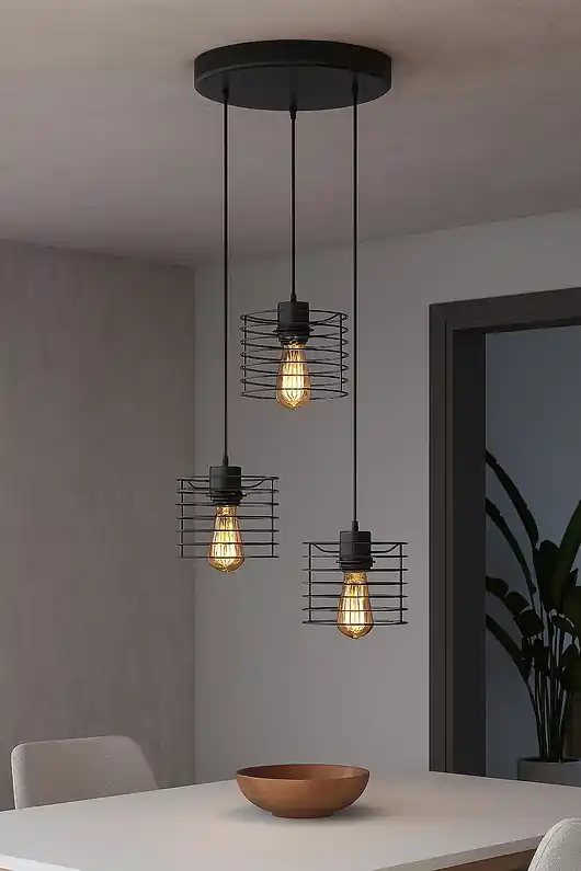 Tylko do końca tygodnia Czarna 3-punktowa lampa wisząca z regulacją wysokości MIJAS LOFT nad stół