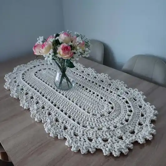 Bieżnik owalny szydełkowy ze sznurka bawełnianego 50cmx100cm Ostatnia szansa