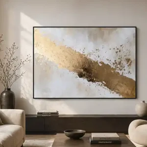 ZŁOTY PYŁ Abstrakcyjny obraz malowany ręcznie 100x70cm Zamów dziś