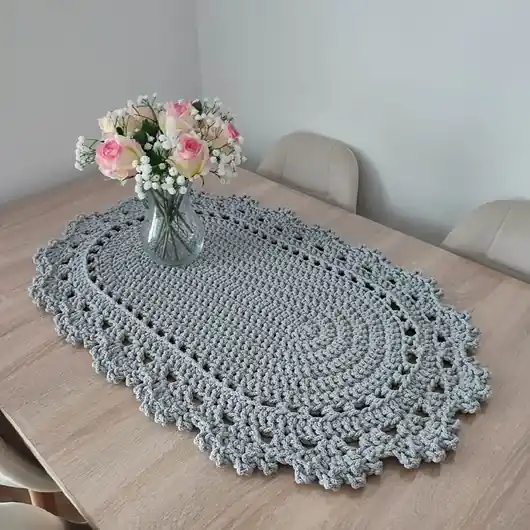 Tylko do końca tygodnia Bieżnik owalny szydełkowy ze sznurka 50cmx90cm