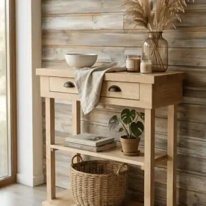 Konsola drewniana z litego jesionu w stylu vintage, farmhouse Kup online