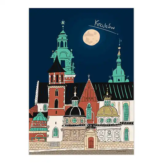 Rabat Plakat Kraków Wawel Katedra Noc