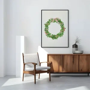 Niska cena Plakat Swiąteczny Wianek na ścianę A3 Minimalistyczny bożonarodzeniowy