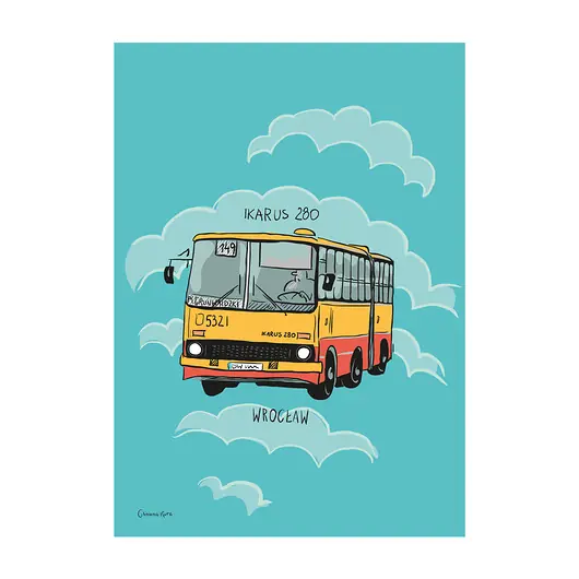 Plakat A4 Wrocław Autobus Ikarus 280 Nowy