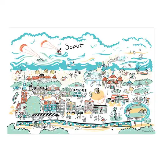 Plakat A4 Sopot Panorama Szybka dostawa