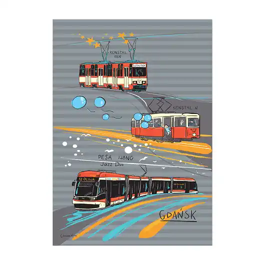 Ekspresowa dostawa Plakat A4 Gdańsk Tramwaje