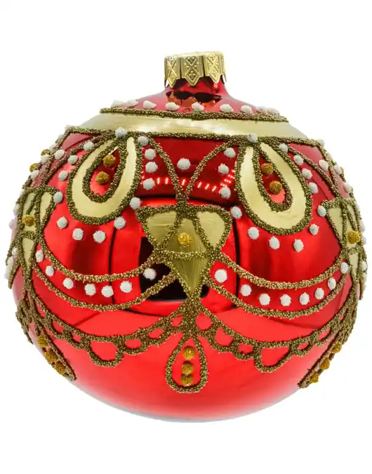 Bombki czerwone ze złotym ornamentem i kryształkami Oferta