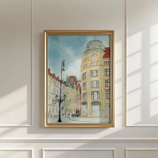Plakat Wrocław, Mostek Pokutnic, akwarela Łatwy zwrot