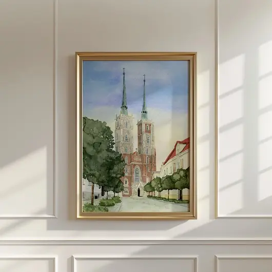 Plakat Wrocław, Katedra św. Jana Chrzciciela, Ostrów Tumski, akwarela Sprawdź teraz
