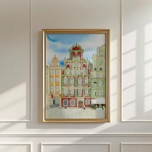 Darmowy zwrot Plakat Wrocław, kamienice, akwarela