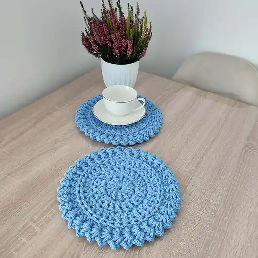 Kup teraz Podkładka szydełkowa okrągła ze sznurka bawełnianego 26cm