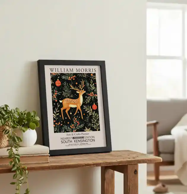 Wysoka jakość Plakat Świąteczny Jeleń i Gałązki