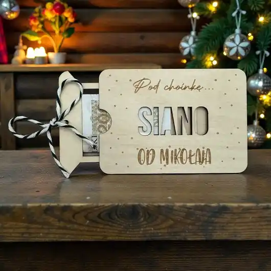 Pudełko na pieniądze SIANO prezent świąteczny Mikołaj PERSONALIZACJA Dostępne od ręki