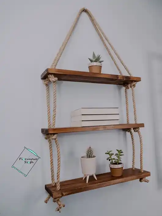 Oferta Półka wisząca na linach jutowych brąz