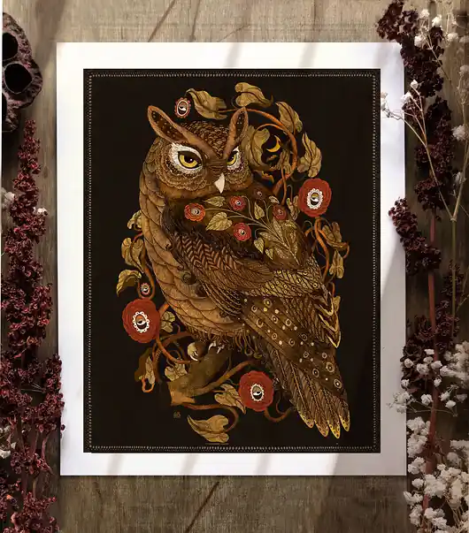 Wyjątkowa oferta Sowa, plakat botaniczny, plakat z sową