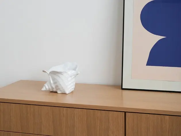 Ceramiczna osłonka na doniczkę muszla, lata 70, Dania Taniej