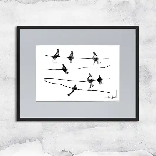 Oferta limitowana Oprawiona grafika - ptaki (nr 6)