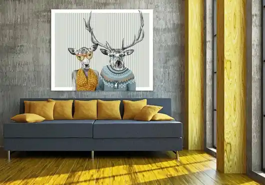Nowość OBRAZ NA PŁÓTNIE - 100x80cm Jelenie