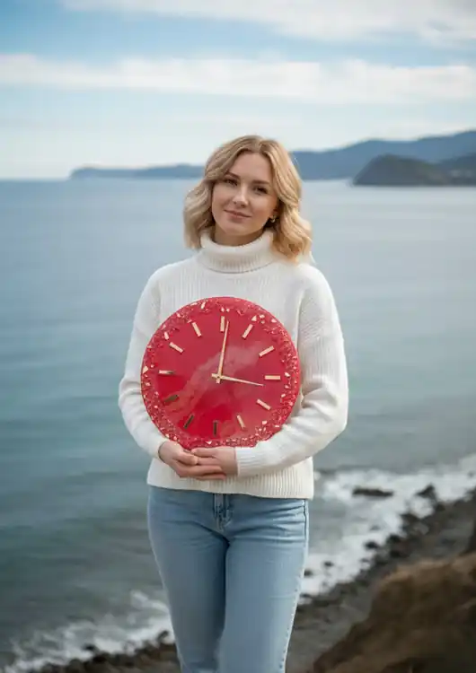 Ostatnie sztuki Zegar ścienny z żywicy epoksydowej - 40 cm