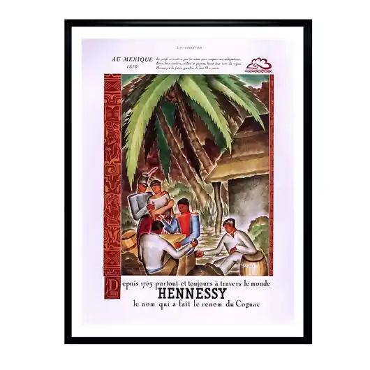 Bezpieczne zakupy Oprawiona oryginalna francuska reklama koniaku HENNESSY z 1938 r