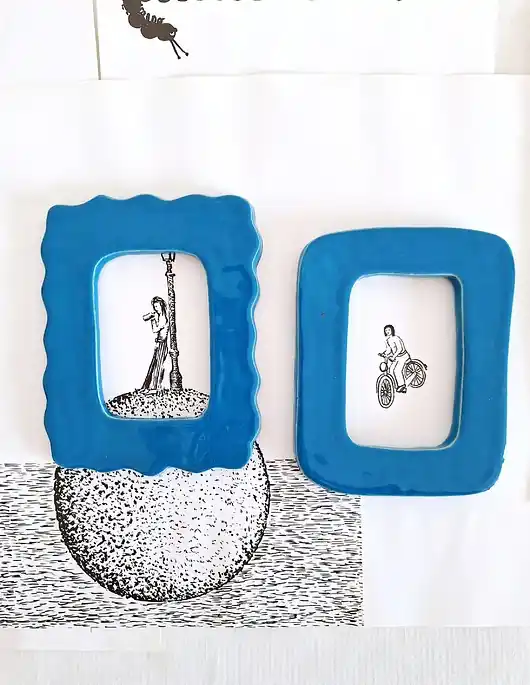 Bestseller Ramki ceramiczne niebieskie 2 sztuki dekoracja ścienna