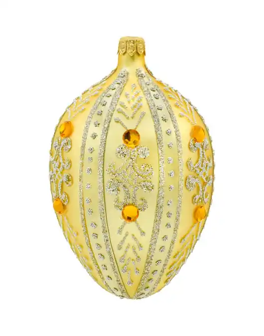 Taniej Bombka choinkowa Ekskluzywne jajo Faberge z bursztynami złote