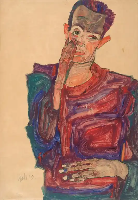 Tani Egon Schiele - Autoportret - obraz na płótnie lub plakat