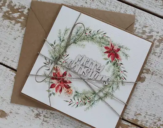 Wyprzedaż Wyjątkowa stylowa kartka ekologiczna świąteczna Merry Christmas