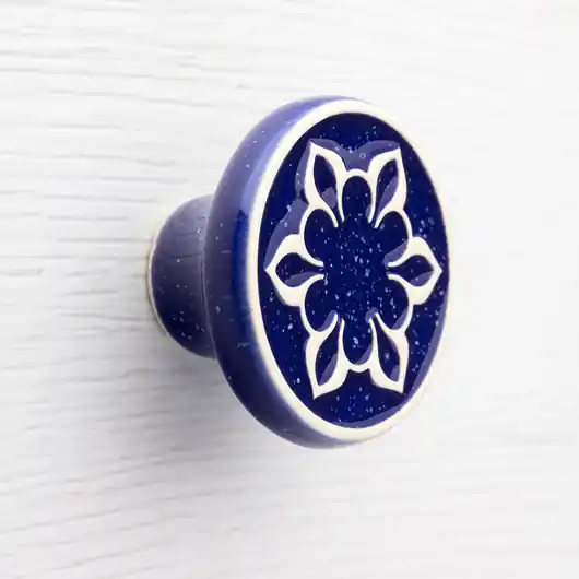 Bestseller Ceramiczna gałka do mebli, ciemnoniebieska nakrapiana , wz.2