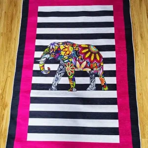 Premium Kolorowy stylowy dywan ze słoniem 120x180cm
