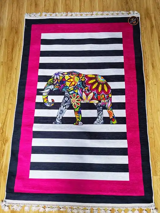 Premium Kolorowy stylowy dywan ze słoniem 120x180cm