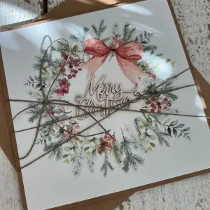 Ekspresowa dostawa Stylowa ręcznie robiona kartka świąteczna Merry Christmas