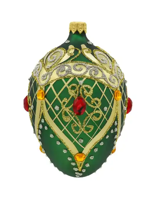Dodaj do koszyka Bombka choinkowa Ekskluzywne jajo Faberge z rubinem zielone