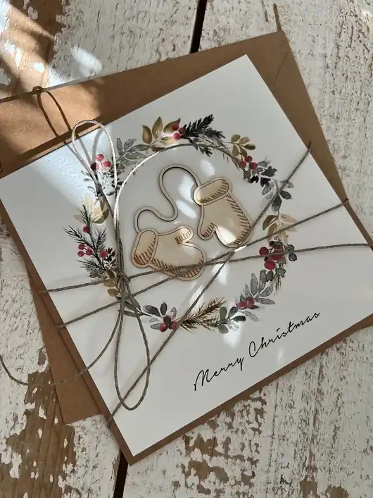 Cena promocyjna Stylowa ręcznie robiona kartka świąteczna Merry Christmas card