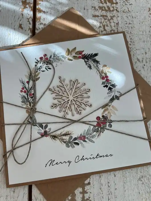 Okazja Stylowa ręcznie robiona kartka świąteczna Merry Christmas card