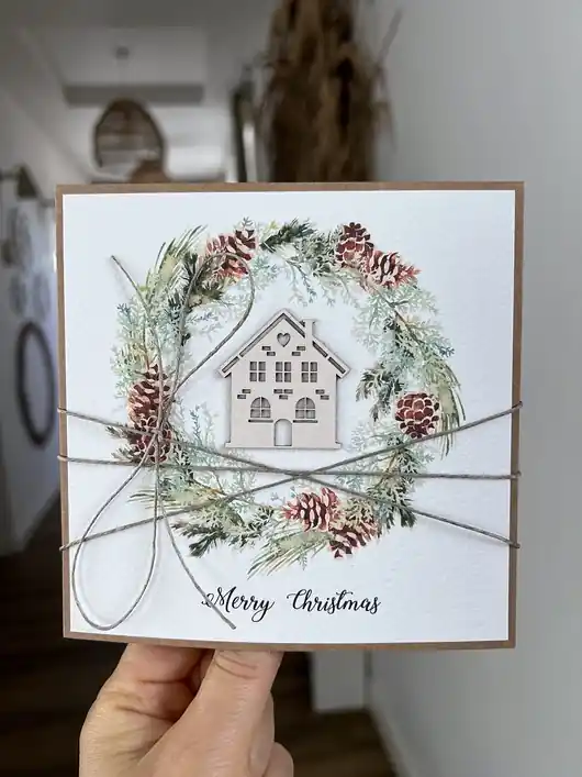 Stylowa ręcznie robiona kartka świąteczna Merry Christmas card Wyjątkowa oferta
