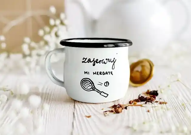 Dostępne od ręki Kubek Emaliowany Tenisisty