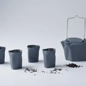 Czajnik Pogięty z 4 kubeczkami / grafitowa porcelana Sprawdź teraz