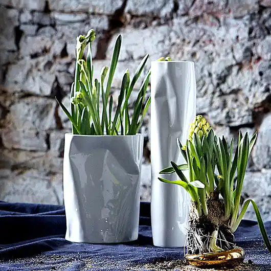 Hit sprzedaży Wazon Pogięty niski / biała porcelana