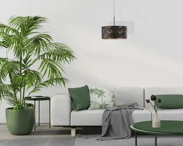 Czarny żyrandol do salonu z marmurowym abażurem SINTRA MARMUR fi - 40 cm Nowy