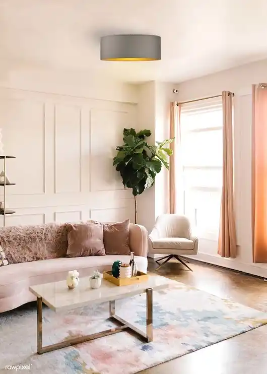 Okrągła lampa sufitowa do salonu z abażurem DUBAJ GOLD fi- 30 cm Oferta czasowa