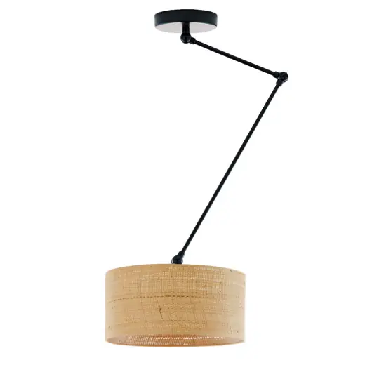 Lampa sufitowa nad stół z regulowanym ramieniem NEWA BOHO kloszem z rattanu Tylko dziś