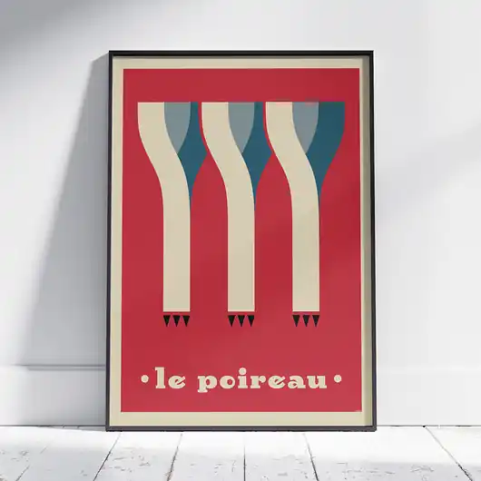 Tylko dziś Plakat do kuchni, minimalizm, warzywa, por, le poireau